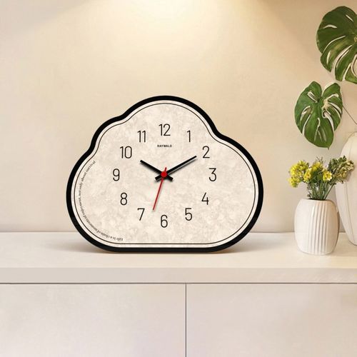 云朵桌面时钟创意摆件客厅电v视柜摆放式静音钟表家居饰品摆台座