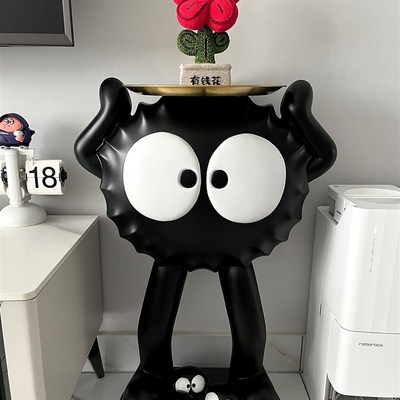 卡通煤球落地摆件客厅大型存钱罐床头G置物架沙发茶几装饰乔迁礼