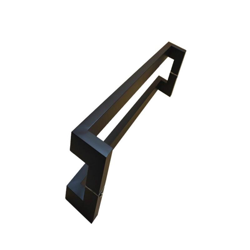 zq方管玻璃木h移推拉大门把手不锈钢有框现代简约双弯亚黑色拉手