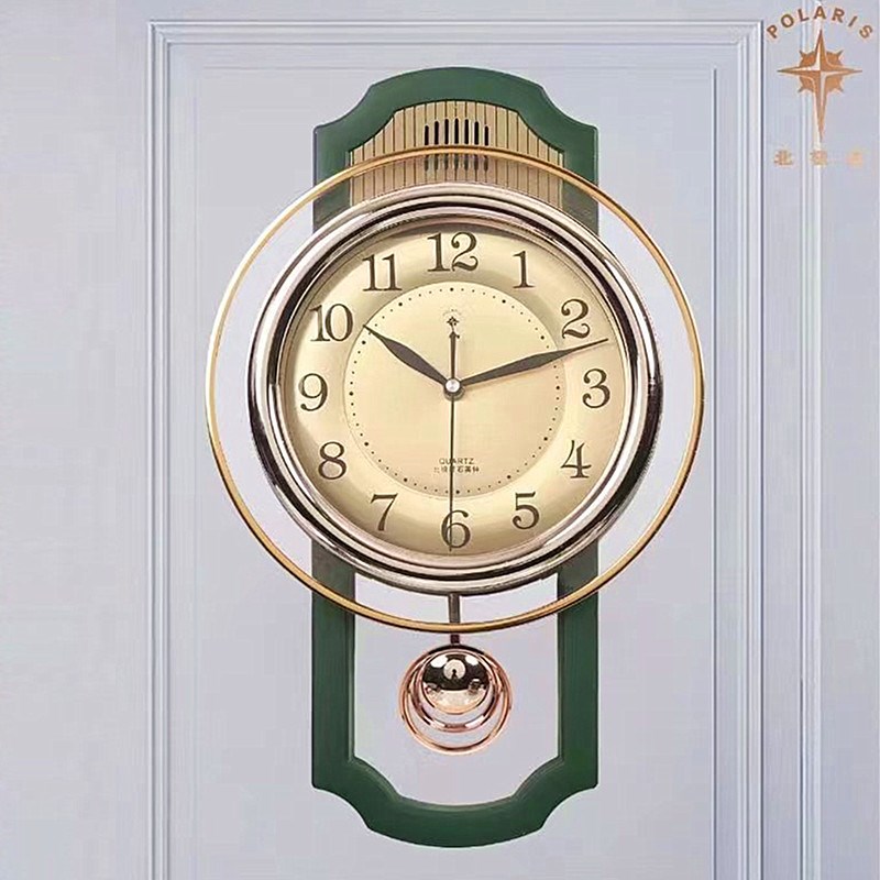 音乐整点报时钟表客厅创意时钟现代G简约挂钟欧式静音石英摇摆钟