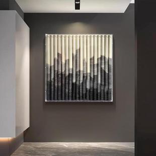 新中式群山挂画禅意实木立体装饰画纯手绘肌理客厅茶室书房
