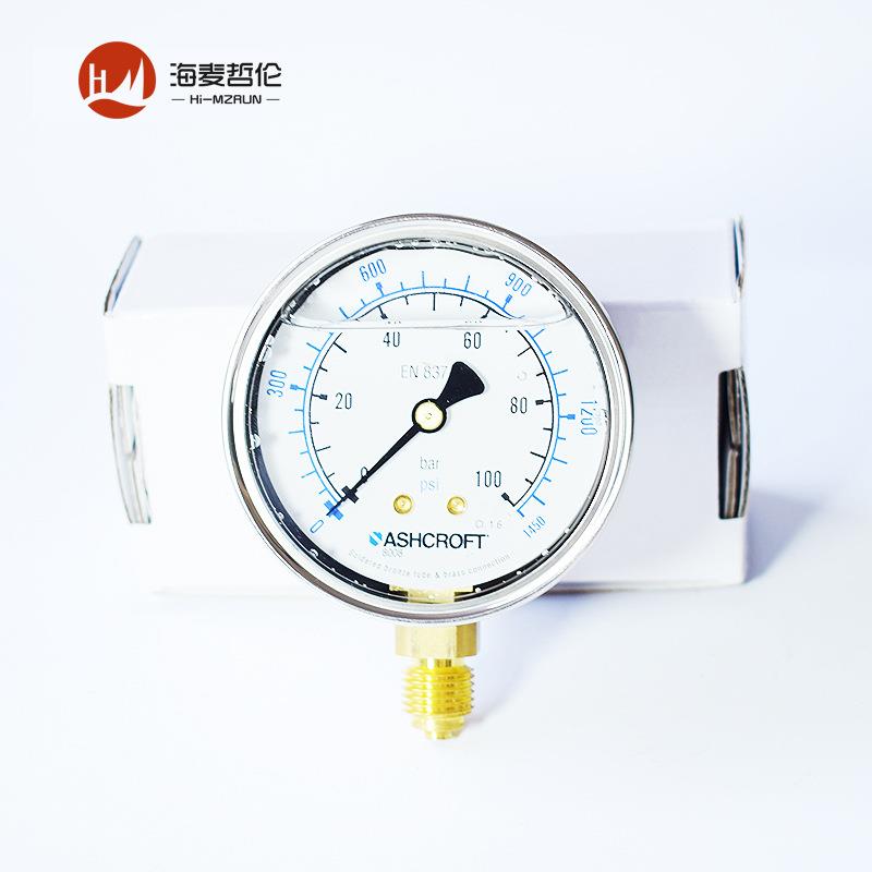 雅斯科ASHCROFT 638008A4GKALPOL100BR# 耐震波登管液压压力表