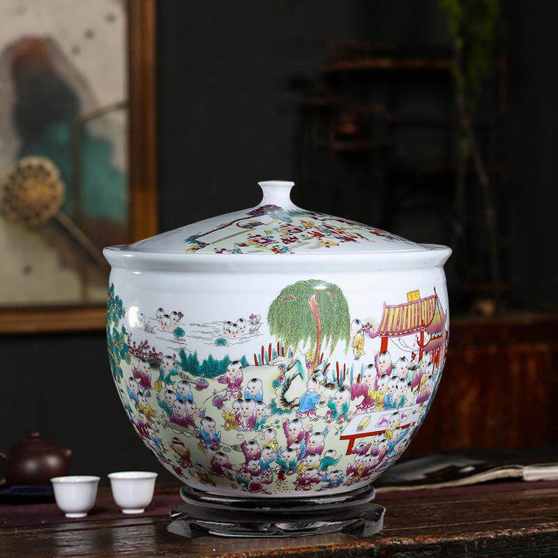 10斤20斤陶瓷米缸景德镇瓷器米桶腌菜腌肉坛子带盖青花储蓄罐猪油