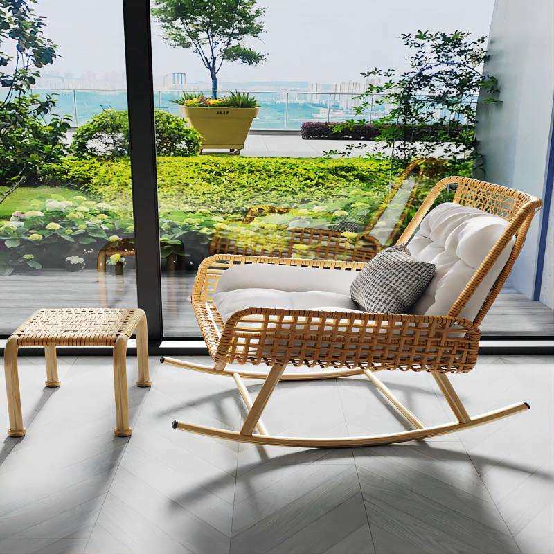 摇摇椅躺椅成人阳台懒人沙发可睡觉休闲午休藤椅逍遥复古户外椅子