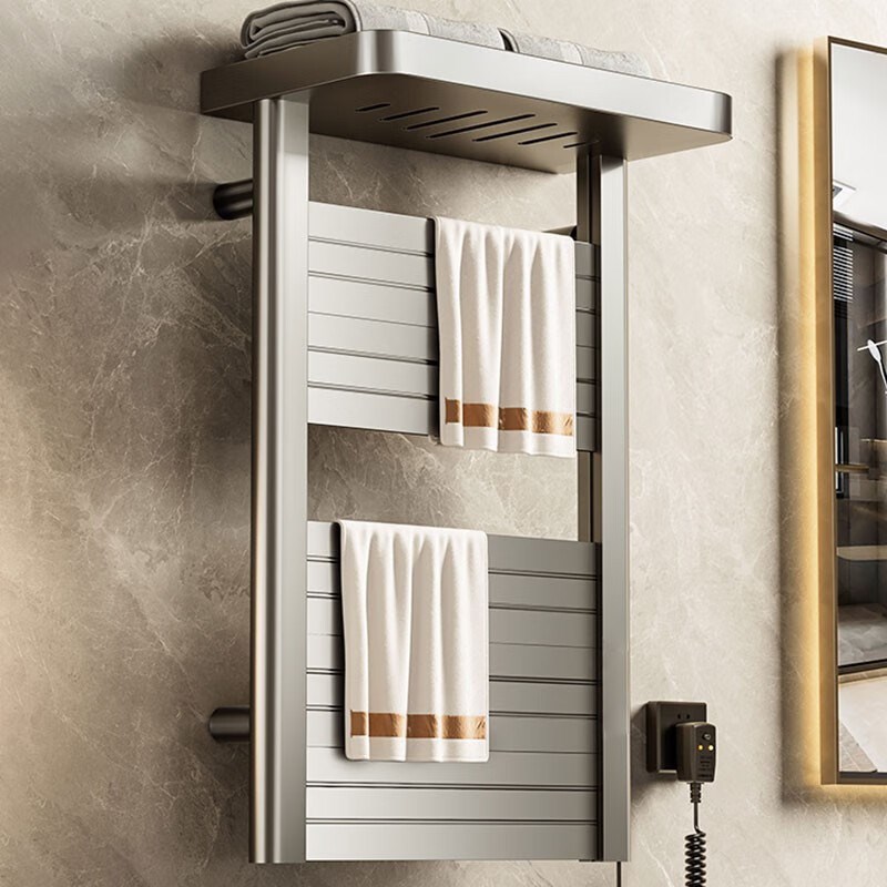 智能电热毛巾架轻奢风碳纤维加热家用浴室卫生间烘干架加热毛巾架