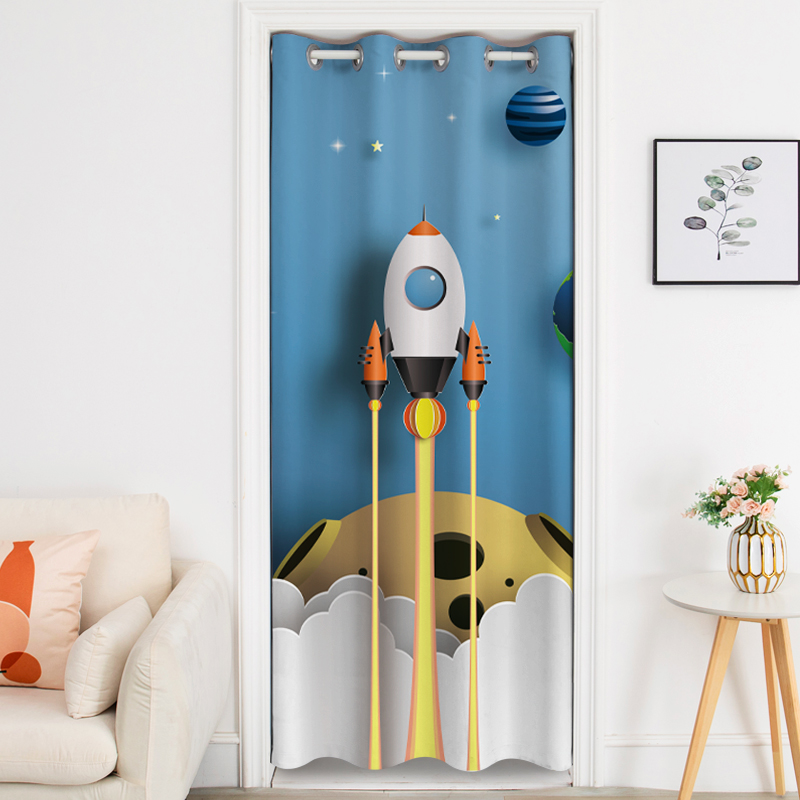 卡通儿童房卧室客厅免打孔家用门帘空调厨房防冷气防油烟隔断帘