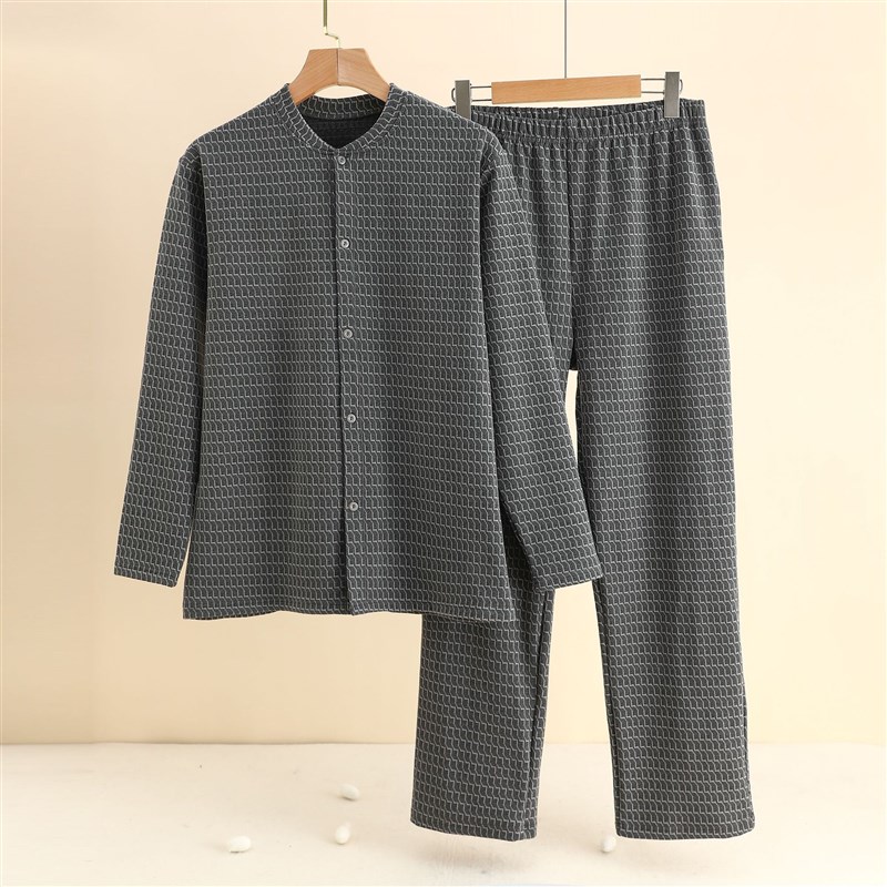德绒加绒加厚长袖睡衣套装男款秋冬新款休闲宽松家居服两件套