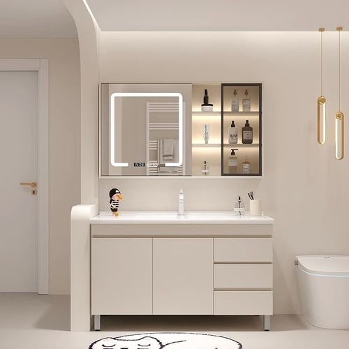 新款浴室柜组合陶瓷一体盆现代简约洗脸洗手盆卫生间洗漱台落地式