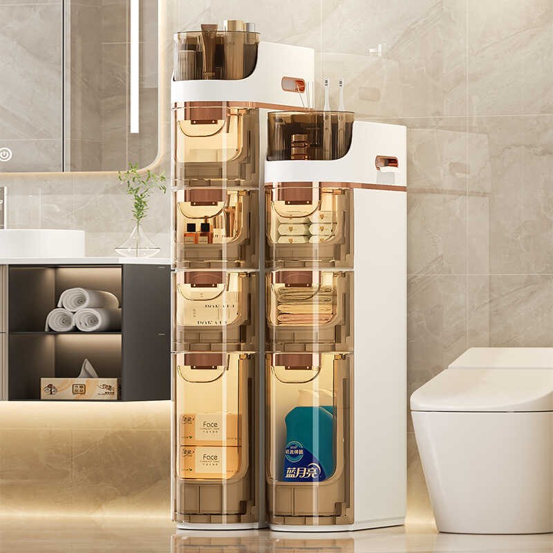 卫生间置物架免安装抽屉式夹缝收纳柜厕所防潮多层窄缝塑料缝隙柜