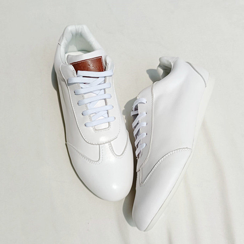 2021秋冬纯皮少女小白鞋欧货平底男女士皮面运动鞋软皮网红小红鞋