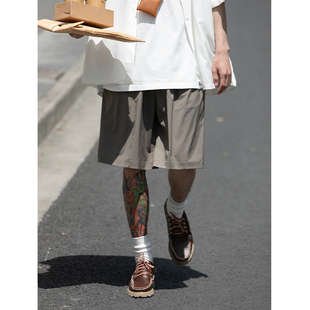 短裤 宽松垂感西裤 日系复古工装 抽绳纯色透气直筒五分裤 男女潮夏季