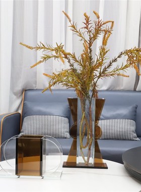 简约现代插花花器桌面装饰品客厅茶几样板间玄关家居透明花瓶摆件