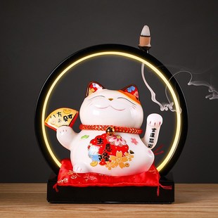 招财猫摆件创意收银台自动摇手陶瓷家居客厅办公室装 饰品开业送礼