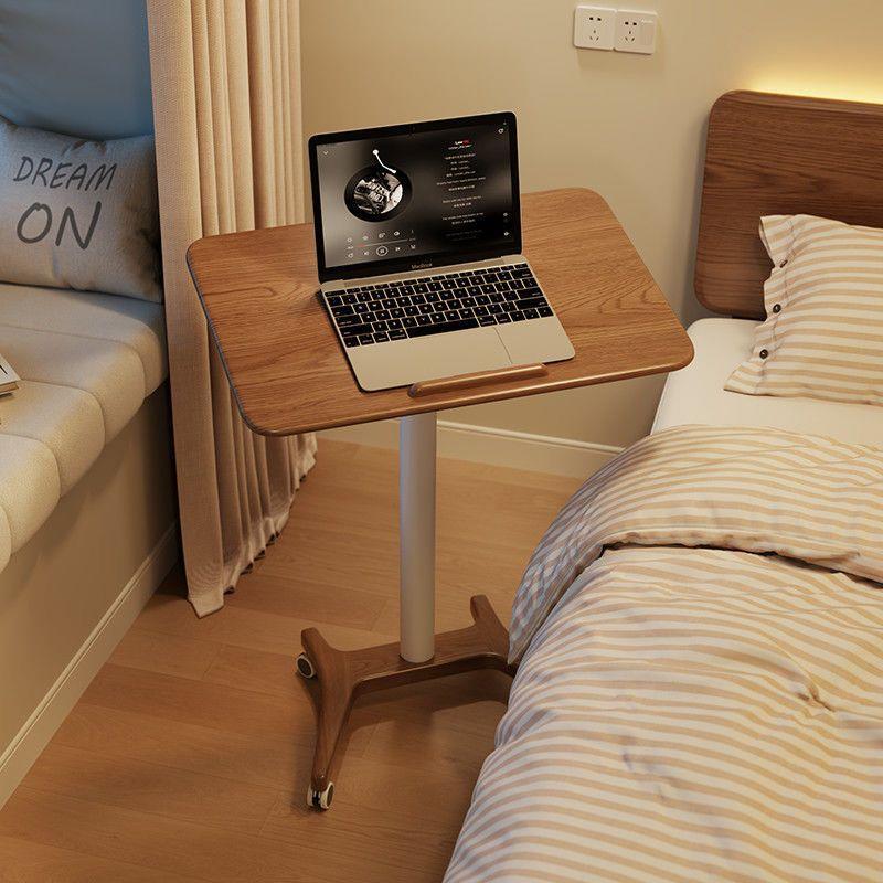 实木书桌电脑桌小户型升降学习桌桌子家用移动床边桌可折叠小桌子