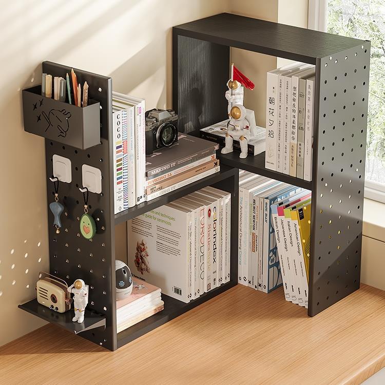 可伸缩桌面书架洞洞板书桌收纳简易靠墙转角组合置物架木质办公