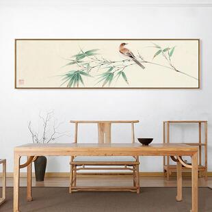 栖之深林 新中式古典花鸟装饰画客厅背景横幅挂画茶室古韵禅意画