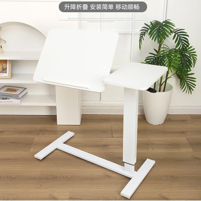 厂家直销可移动床边桌单柱双面折叠气动升降小桌子懒人沙发床边桌