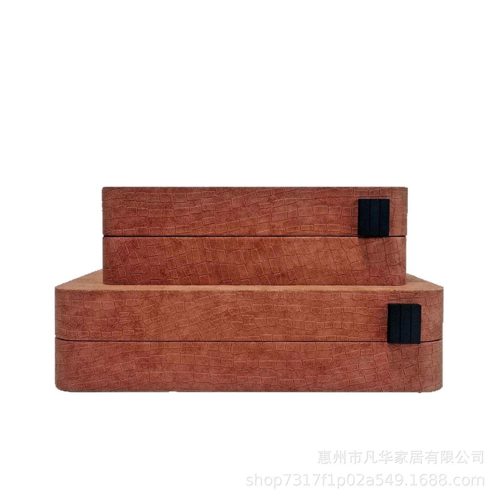 创意装饰品现代轻奢石头纹软装首饰盒样板间玄关电视柜收纳盒摆件
