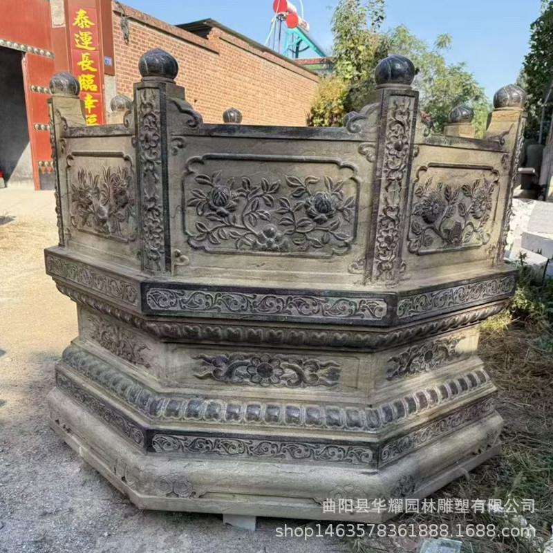 石雕仿古鱼缸门海大护栏水缸石缸天然石头户外荷花盆青石石雕鱼缸