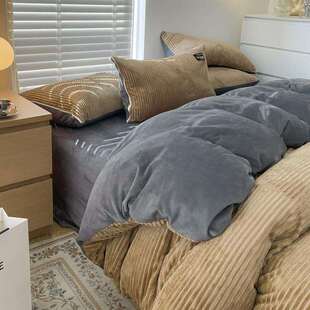 床上四件套加绒保暖床单珊瑚绒被套法兰绒床上用品绒4件套冬