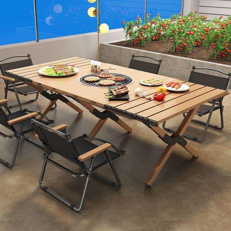煮茶烤肉桌蛋卷套装烧烤摆地摊围炉便携式家庭用座椅户外折叠桌椅