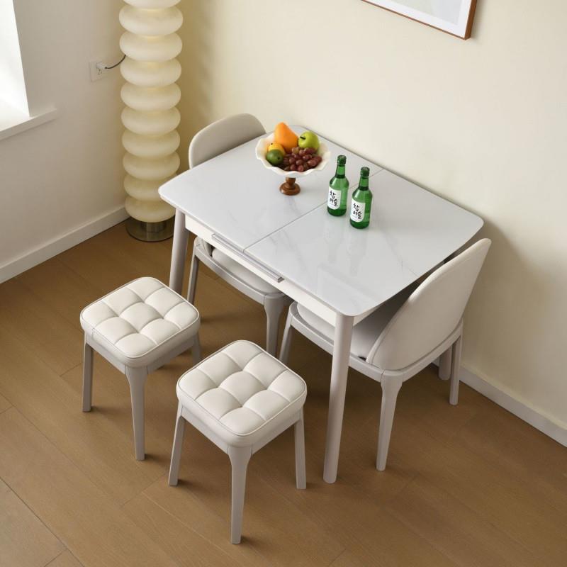 dpp伸缩餐桌小户型家用抽拉式现代简约轻奢可折叠岩板实木收缩饭