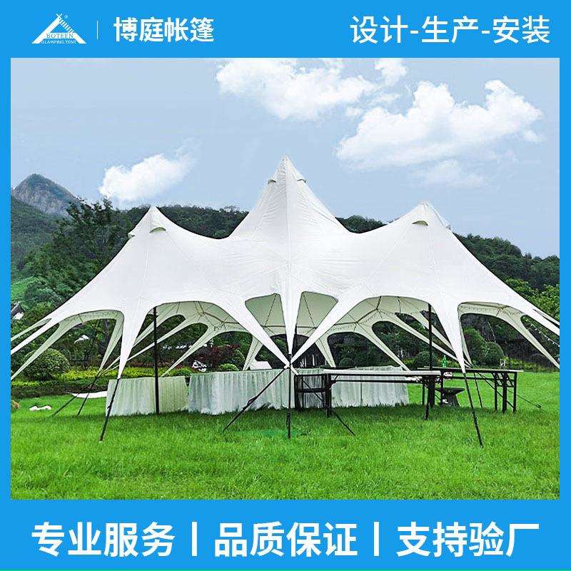 博庭露营超大三胞胎莲花天幕营地户外多用途防雨防晒凉棚遮阳野餐