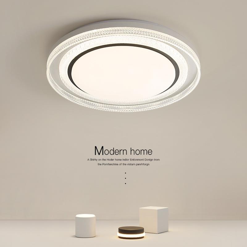 主卧室灯吸顶灯具现代简约房间灯圆形温馨轻奢水晶儿童房客厅灯