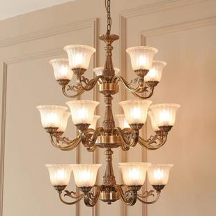 复古全铜美式别墅挑高复式楼楼梯灯双层三层四层高端法式灯具