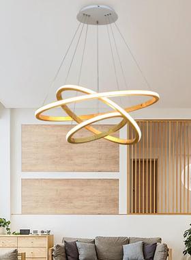 现代简约个性光环客厅吧台书房餐厅走廊实木餐吊灯D2020