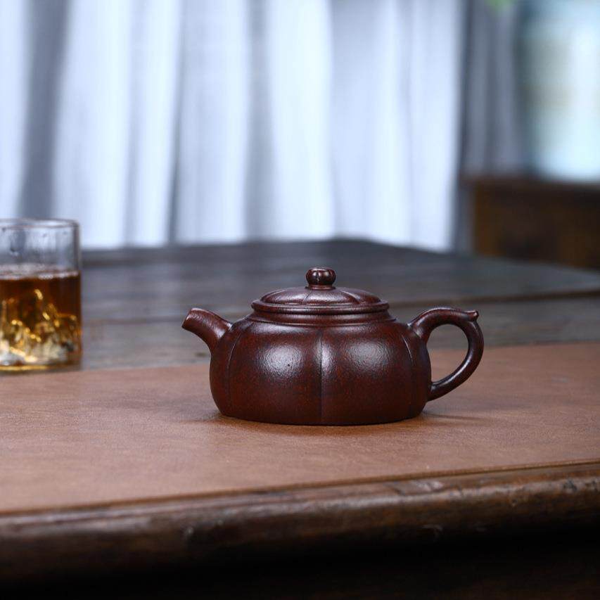 宜兴老厂家直供名家手工精制茶壶原矿段泥菱花壶茶具仿古紫砂壶