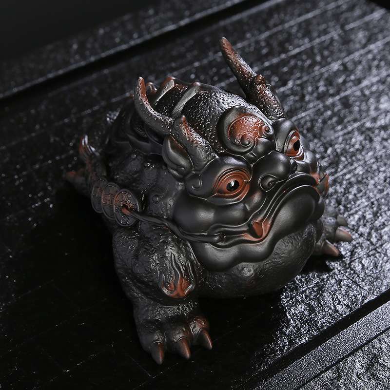 清溪紫陶手工大号金蟾茶宠客厅茶桌装饰摆件办公进财灵兽茶玩茶趣