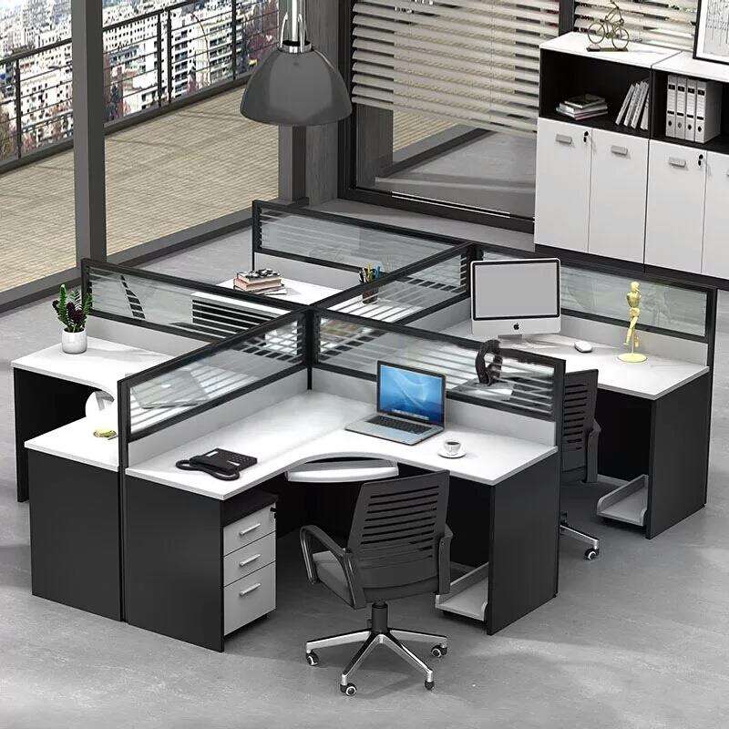 职员办公桌椅4人位屏风办公桌卡位隔断组合2人位员工卡座办公家具