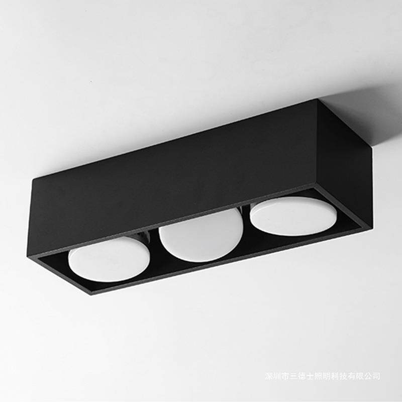 明装筒灯LED方形射灯三头10瓦客厅无主灯吸顶斗胆灯COB灯泡盒子燈