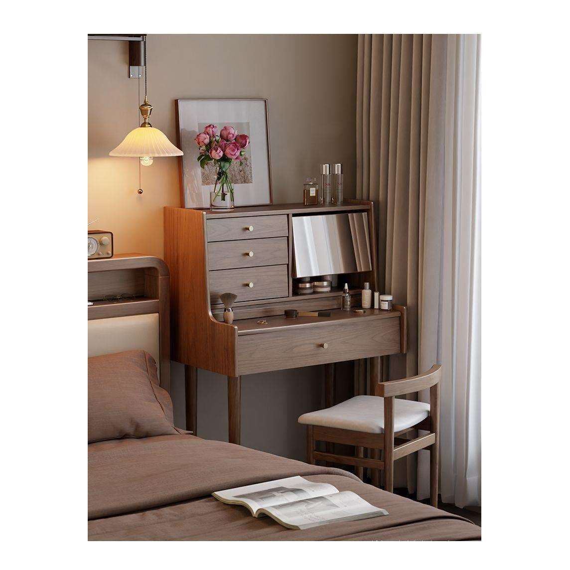 实木梳妆台卧室现代简约北欧化妆桌小户型多功能小型化妆台储新品