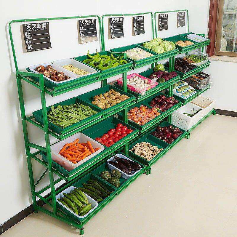 超市蔬菜货架水果架子生鲜货架水果店卖菜架子摆摊多层蔬菜架丝克