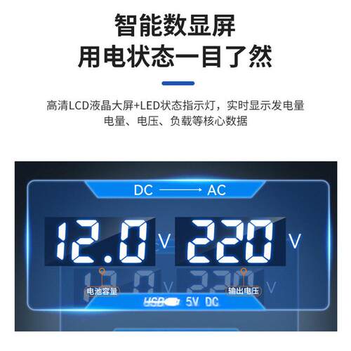 12器V转220V大601功率足标正波逆变电器兼容家用源转换修跨境外贸