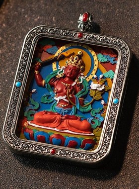 2025本命年朱砂唐卡藏式手工彩A绘十二生肖本命佛吊坠男女同款挂