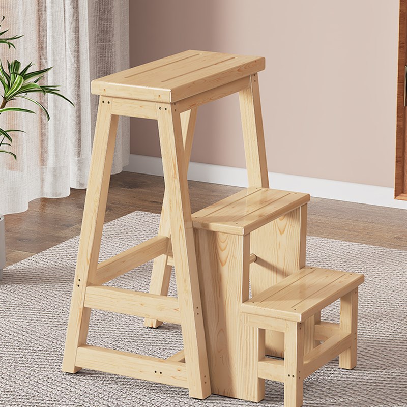 全实木加厚三层楼梯n凳 凳子 折叠凳 两用梯椅 家用木梯子折叠