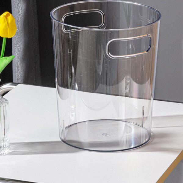 直筒花圆形亚克力轻奢桶手柄手提耐摔桶摆透明花桶鲜花桌面简约醒