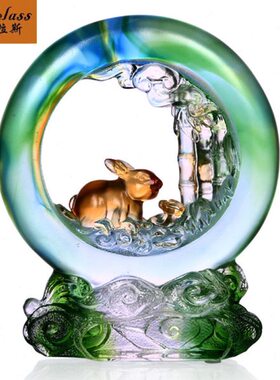 班德拉斯 创意生日礼物高琉璃 工艺品摆件节节兔家居饰品开业礼品