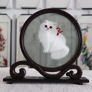 苏绣手工双面刺绣古风摆件 客厅卧室小屏风 可来图绣面屏框