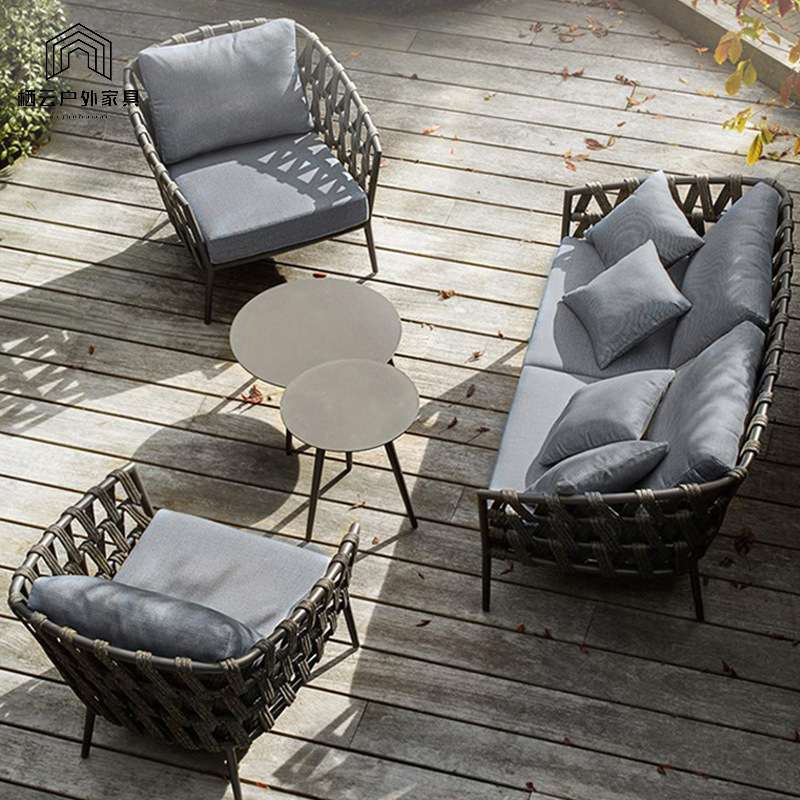 北欧户外编藤沙发客厅花园庭院家具休闲阳台藤椅桌椅三件套装组合