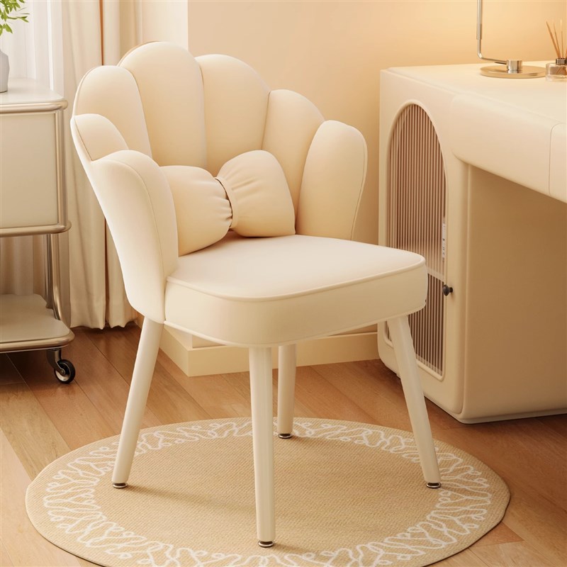 家用梳妆台化妆椅简约凳子轻奢高级餐椅靠背卧室女V生网红花瓣椅