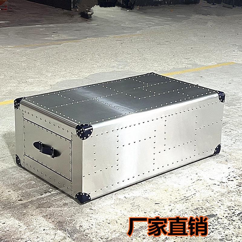 美式loft铝皮箱子茶几创意行李箱工业风茶桌台做旧家具个性家居