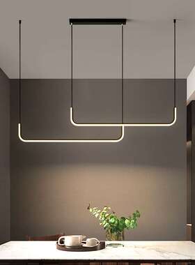 北欧简约线条吊灯创意家用餐厅饭桌吧台服装店铺办公室长条led灯