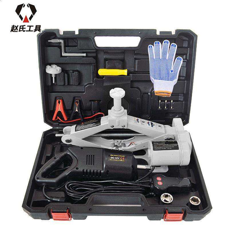 手摇剪式千斤顶12V2T/3T便携省力电动千斤顶抬高器电动扳手套装