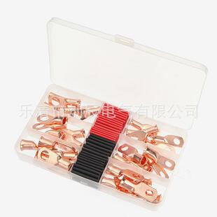 60pcs美规铜鼻子盒装 30pcs铜鼻子接线端子+热缩管G管3:1黑红色