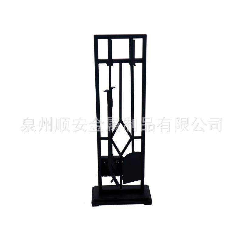 火炉工具壁炉烧烤工具可拆卸铁艺火炉BBQ工具火钩火钳刷子四件套