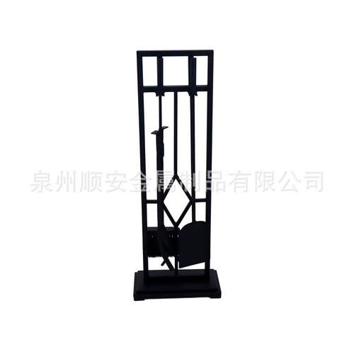 火炉工具壁炉烧烤工具可拆卸铁艺火炉BBQ工具火钩火钳刷子四件套